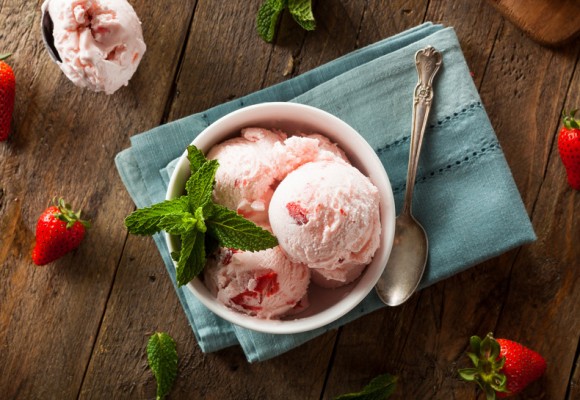Ice Cream with Strawberries